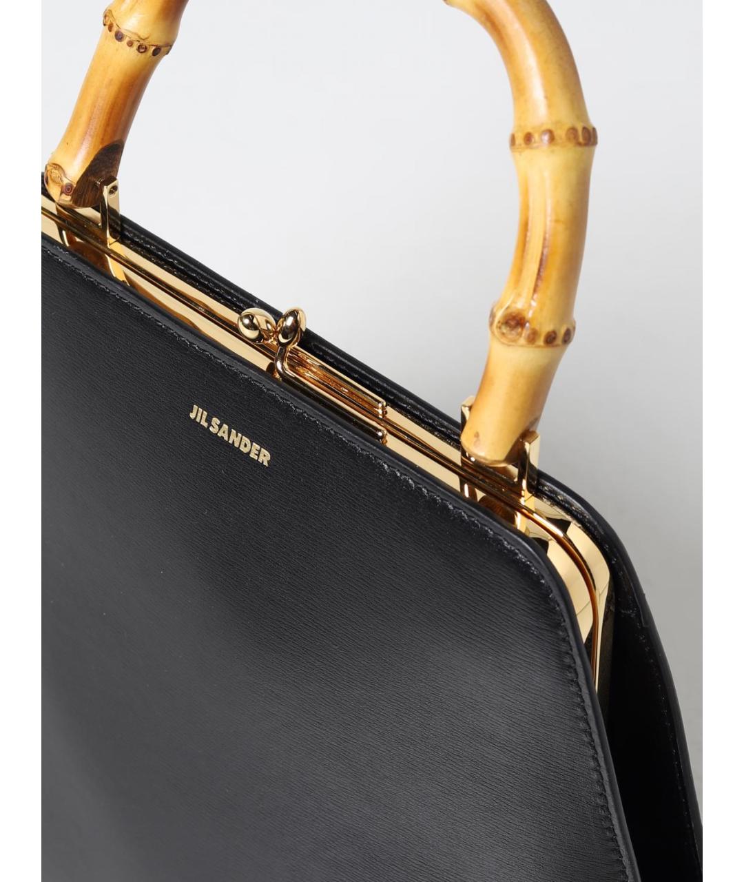 JIL SANDER Черная кожаная сумка с короткими ручками, фото 4