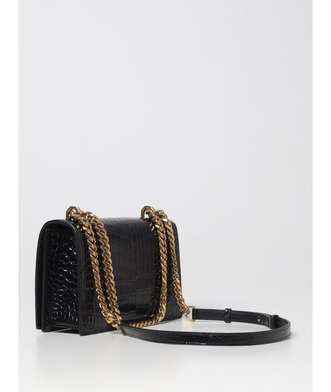 ALEXANDER MCQUEEN Черная сумка через плечо из лакированной кожи, фото 2