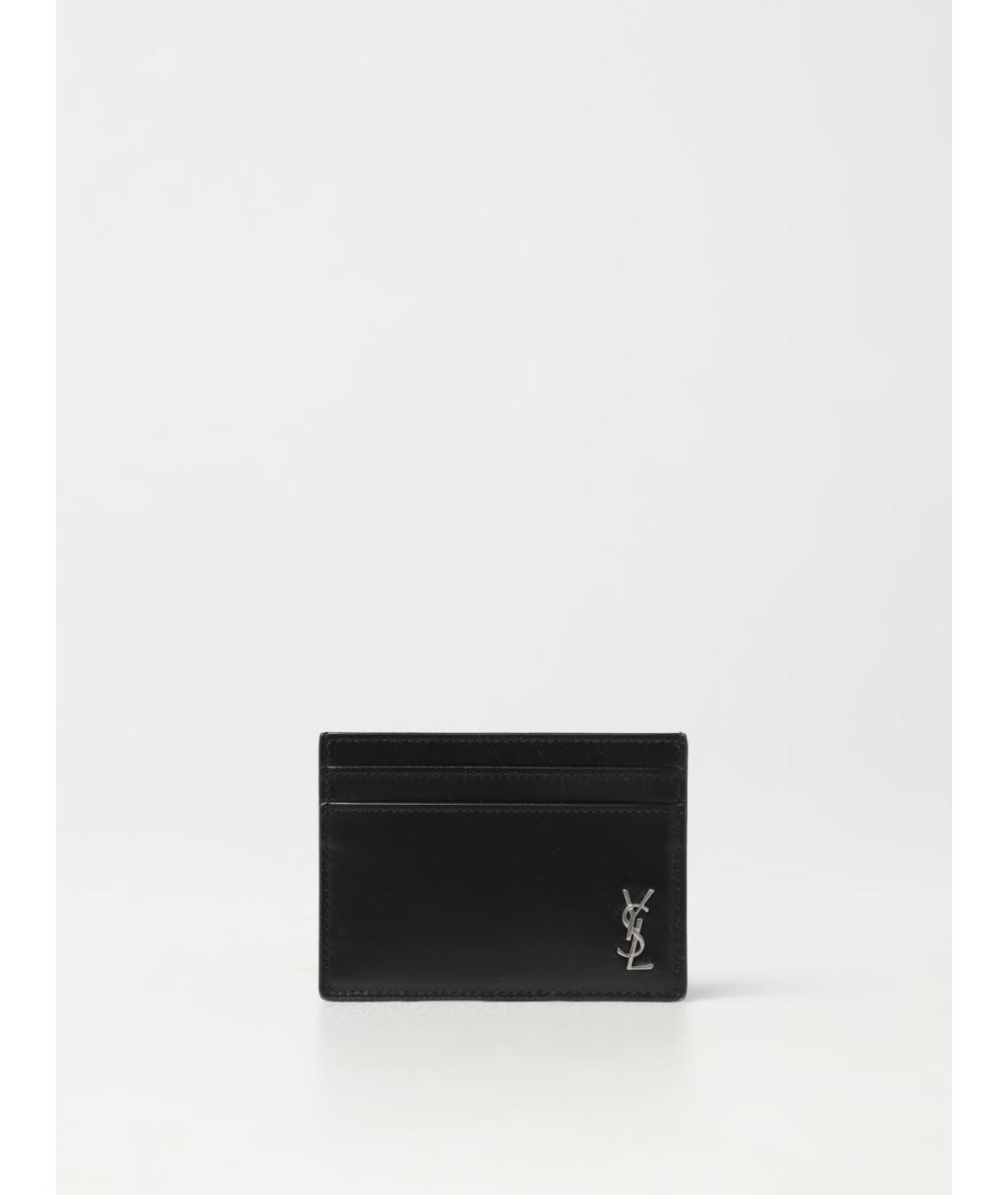 SAINT LAURENT Черный кожаный кардхолдер, фото 3