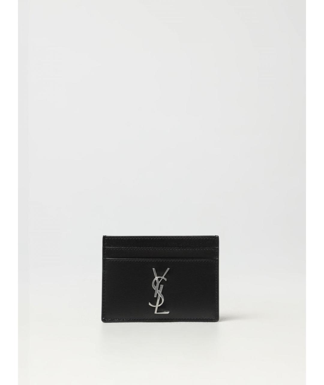 SAINT LAURENT Черный кожаный кардхолдер, фото 3