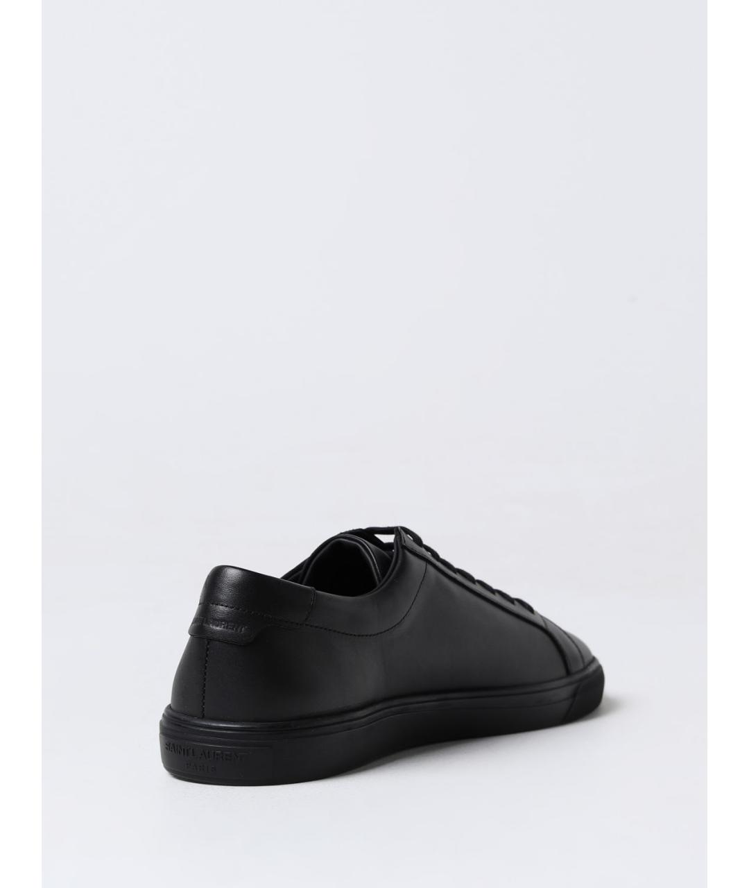 SAINT LAURENT Черные кожаные низкие кроссовки / кеды, фото 3