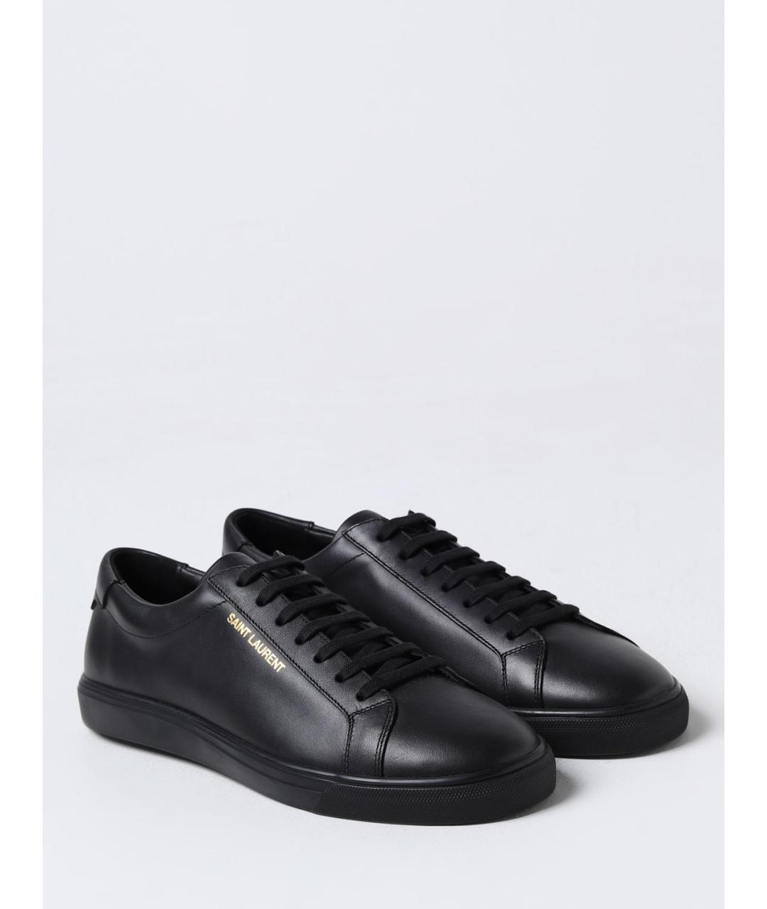 SAINT LAURENT Черные кожаные низкие кроссовки / кеды, фото 2