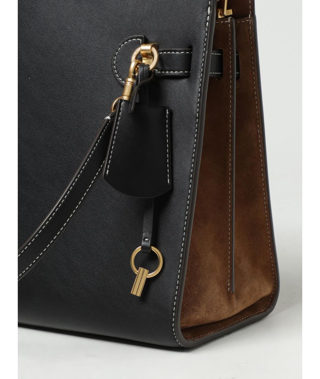 TORY BURCH Черная кожаная сумка с короткими ручками, фото 3