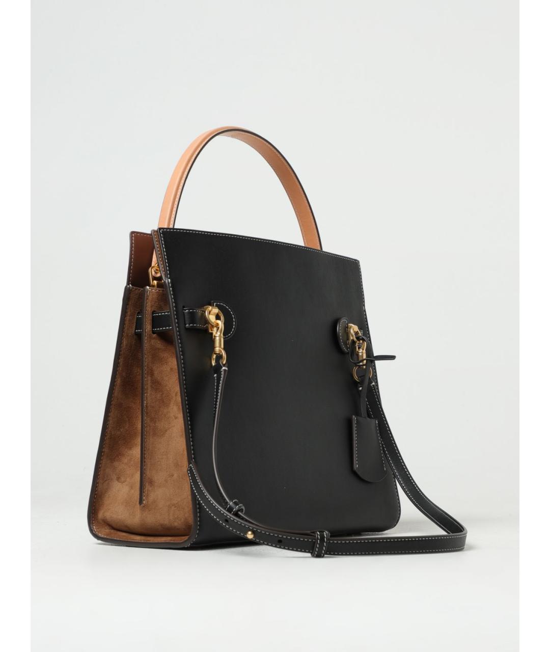 TORY BURCH Черная кожаная сумка с короткими ручками, фото 2
