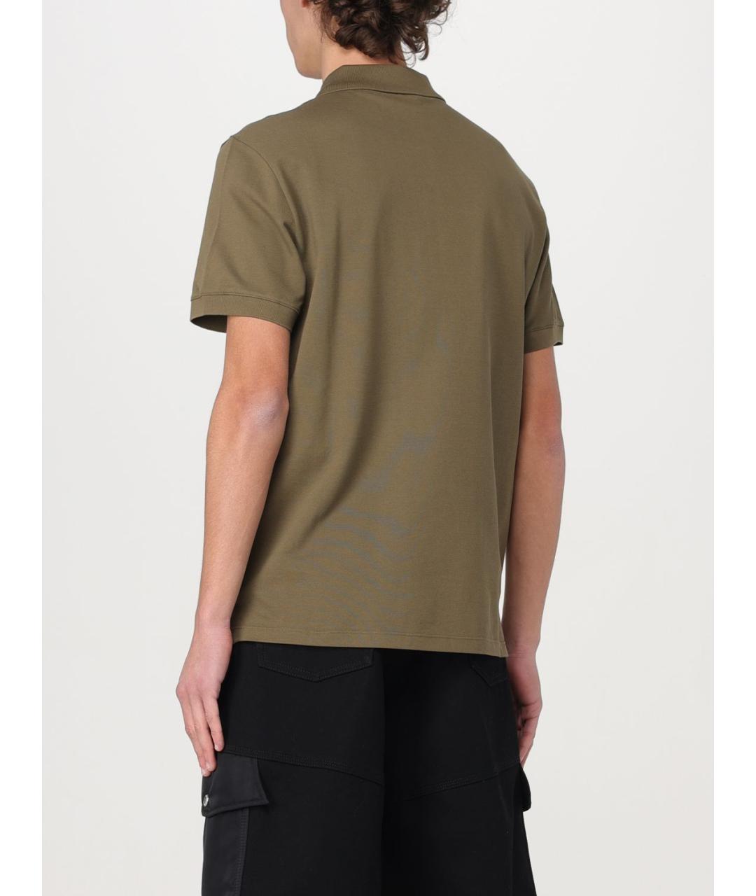 ALEXANDER MCQUEEN Хаки хлопковое поло с коротким рукавом, фото 4