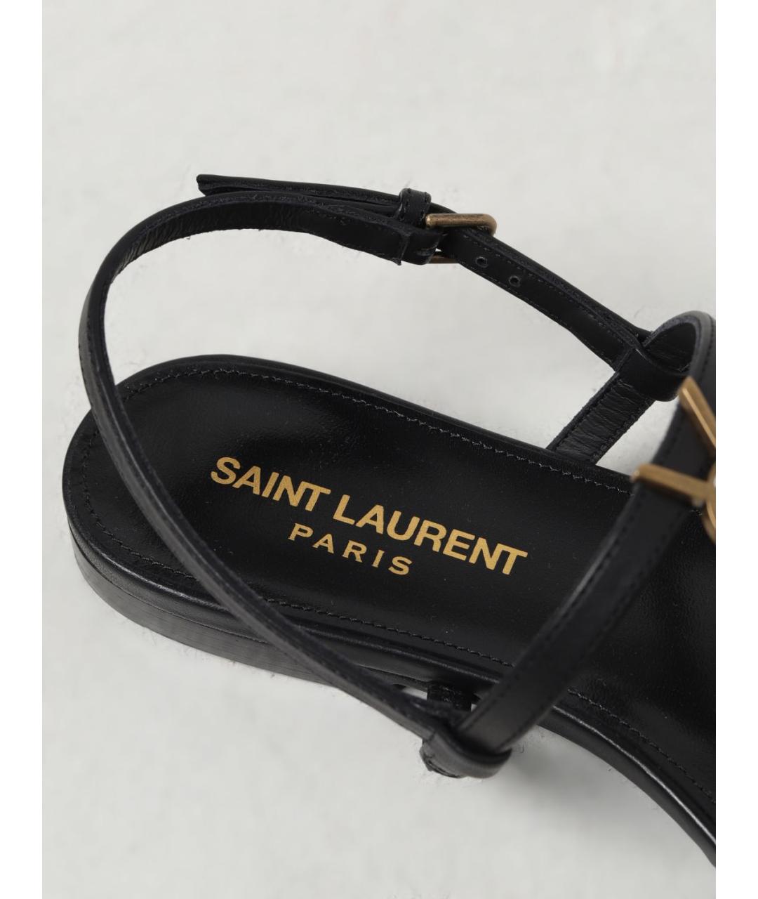 SAINT LAURENT Черные кожаные сандалии, фото 4