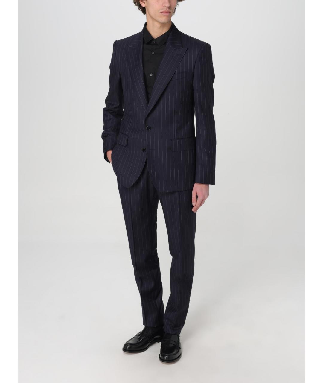 DOLCE&GABBANA Синие шерстяные классические брюки, фото 3