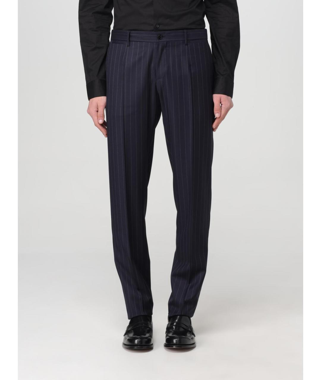 DOLCE&GABBANA Синие шерстяные классические брюки, фото 2