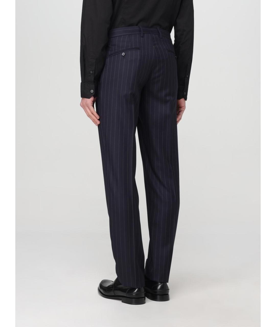 DOLCE&GABBANA Синие шерстяные классические брюки, фото 4