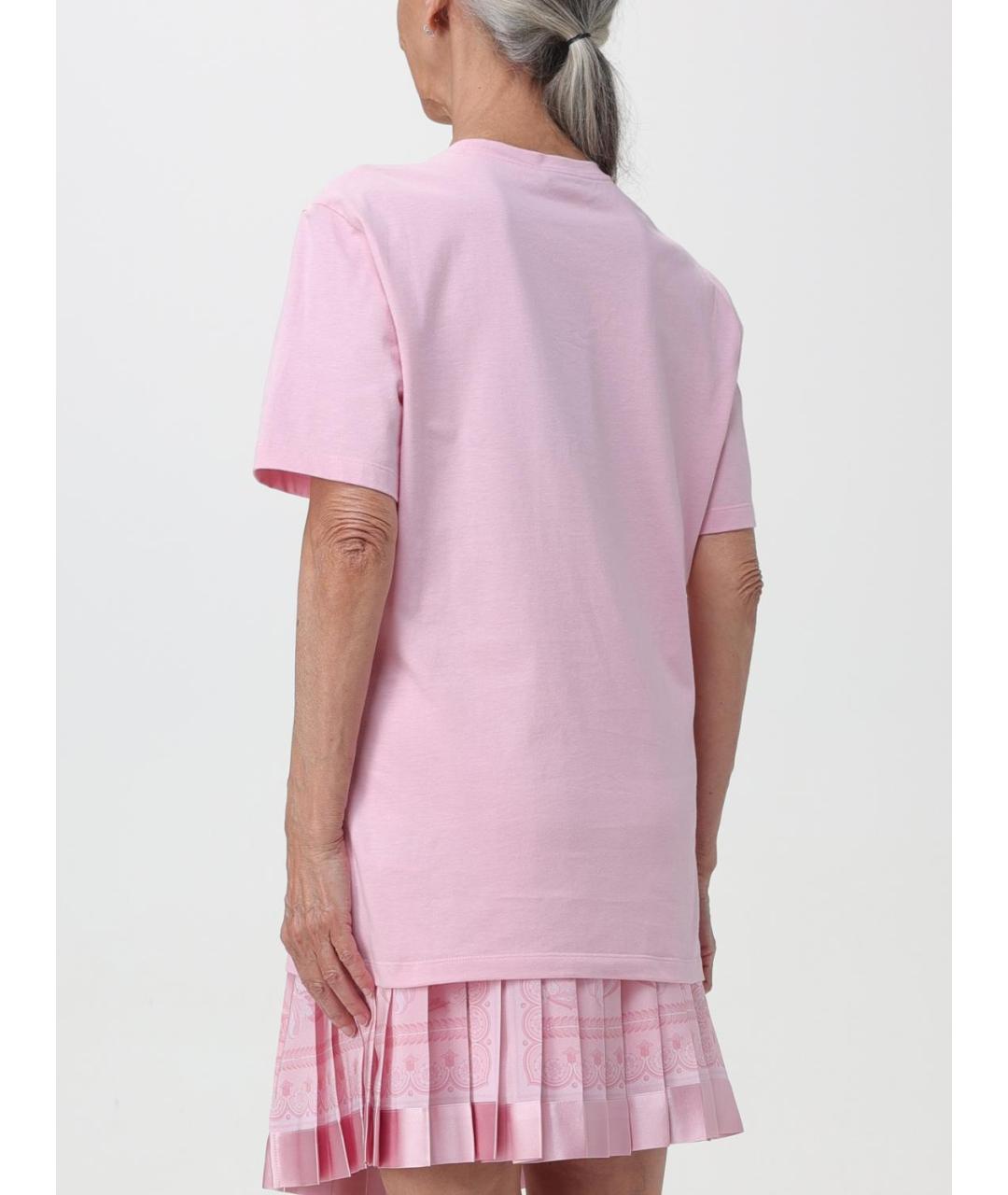 VERSACE Розовая хлопковая футболка, фото 4