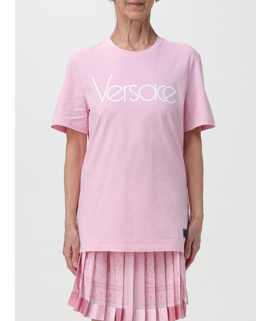 VERSACE Розовая хлопковая футболка, фото 2