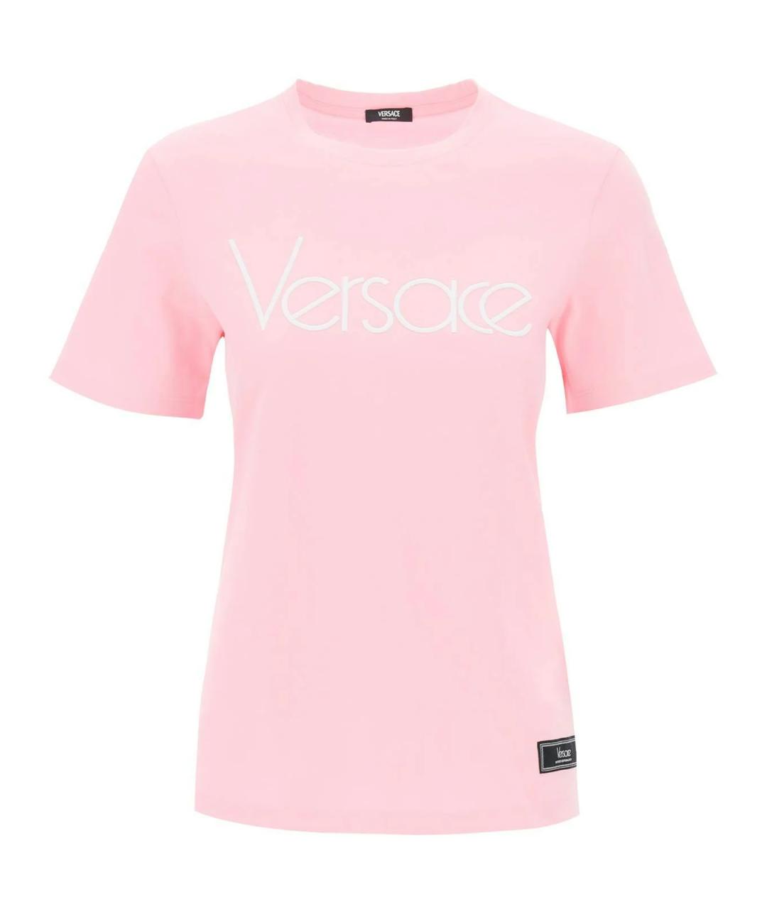 VERSACE Розовая хлопковая футболка, фото 1