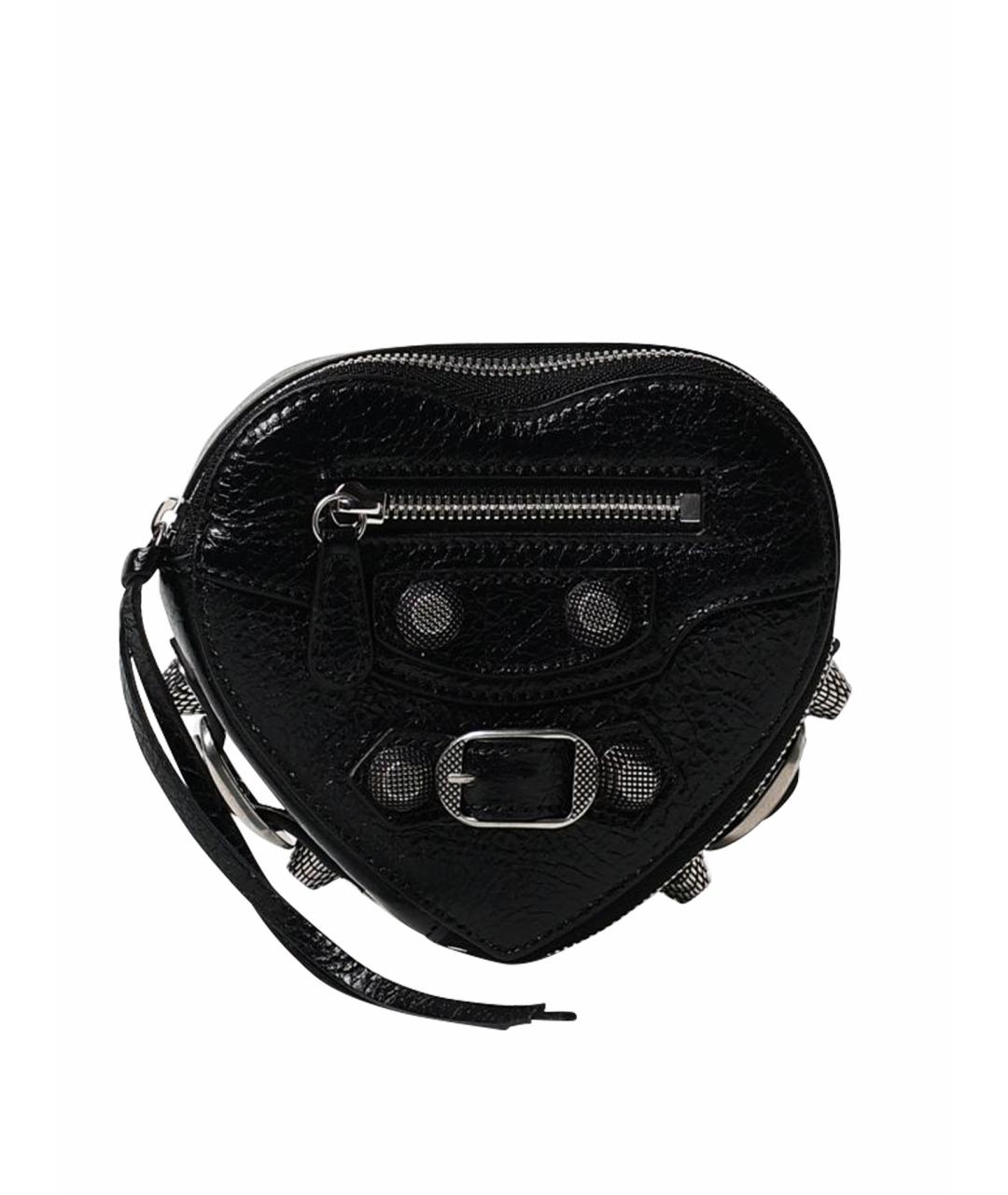 BALENCIAGA Черная кожаная косметичка, фото 1