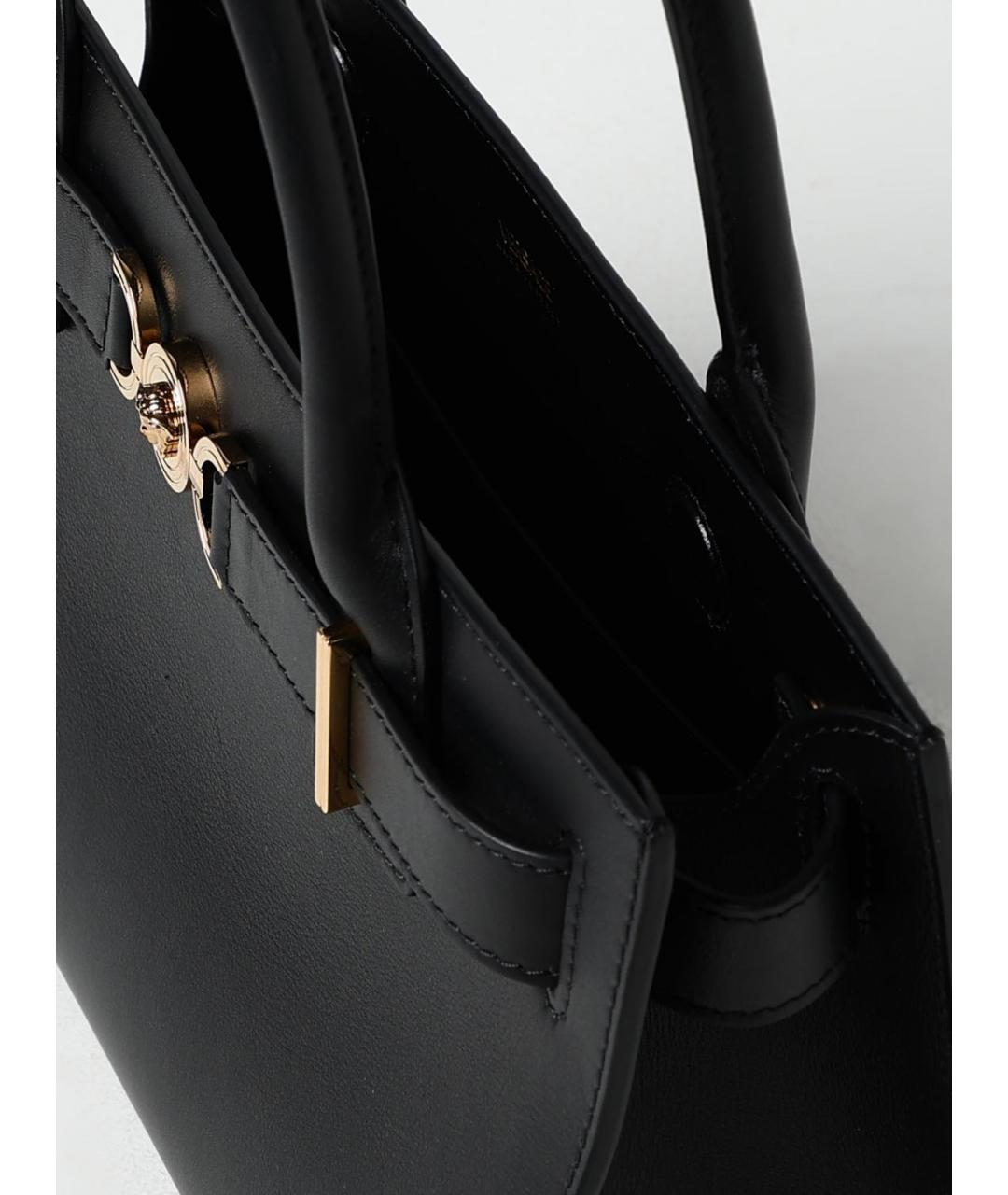 VERSACE Черная кожаная сумка тоут, фото 5