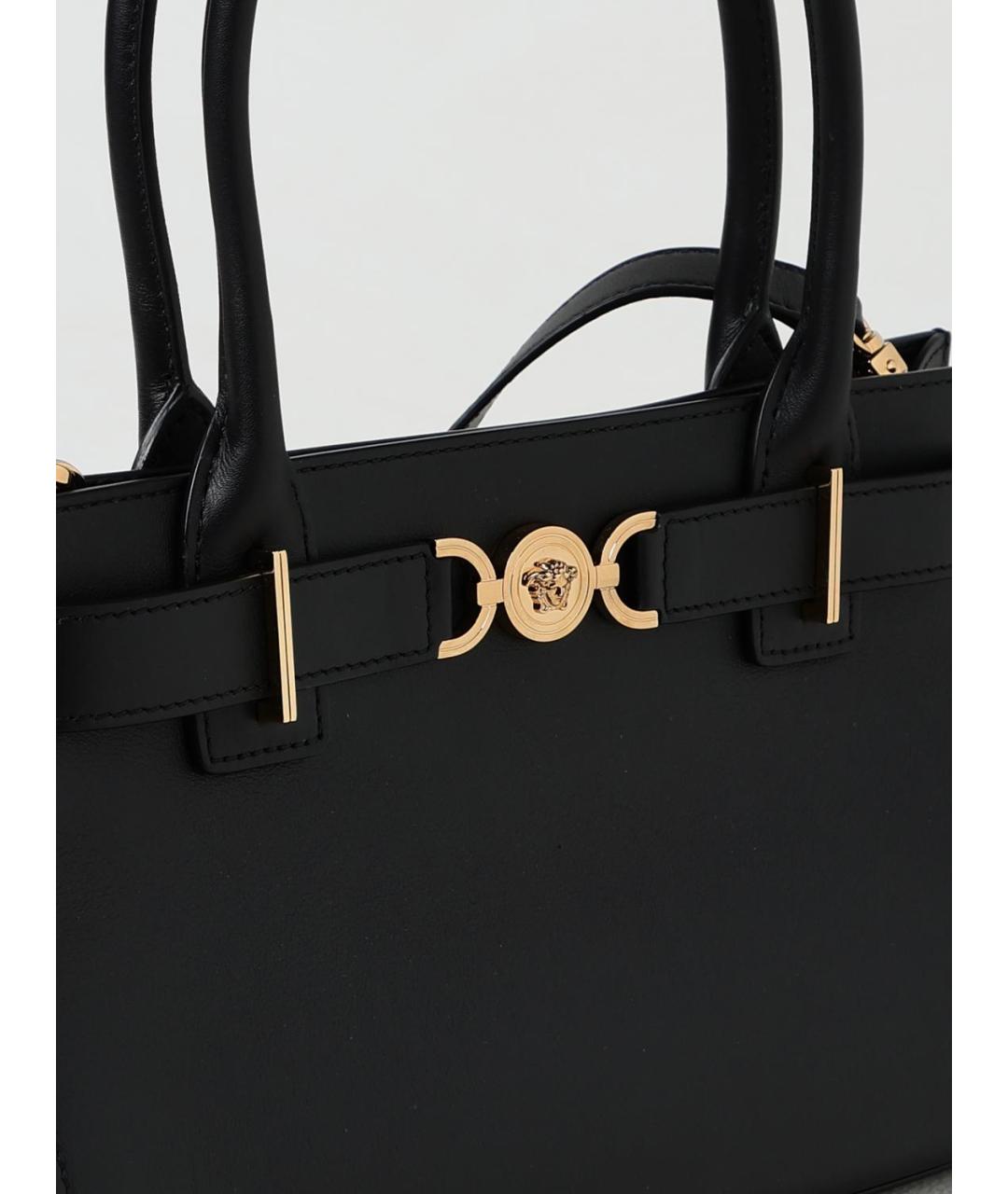 VERSACE Черная кожаная сумка тоут, фото 4