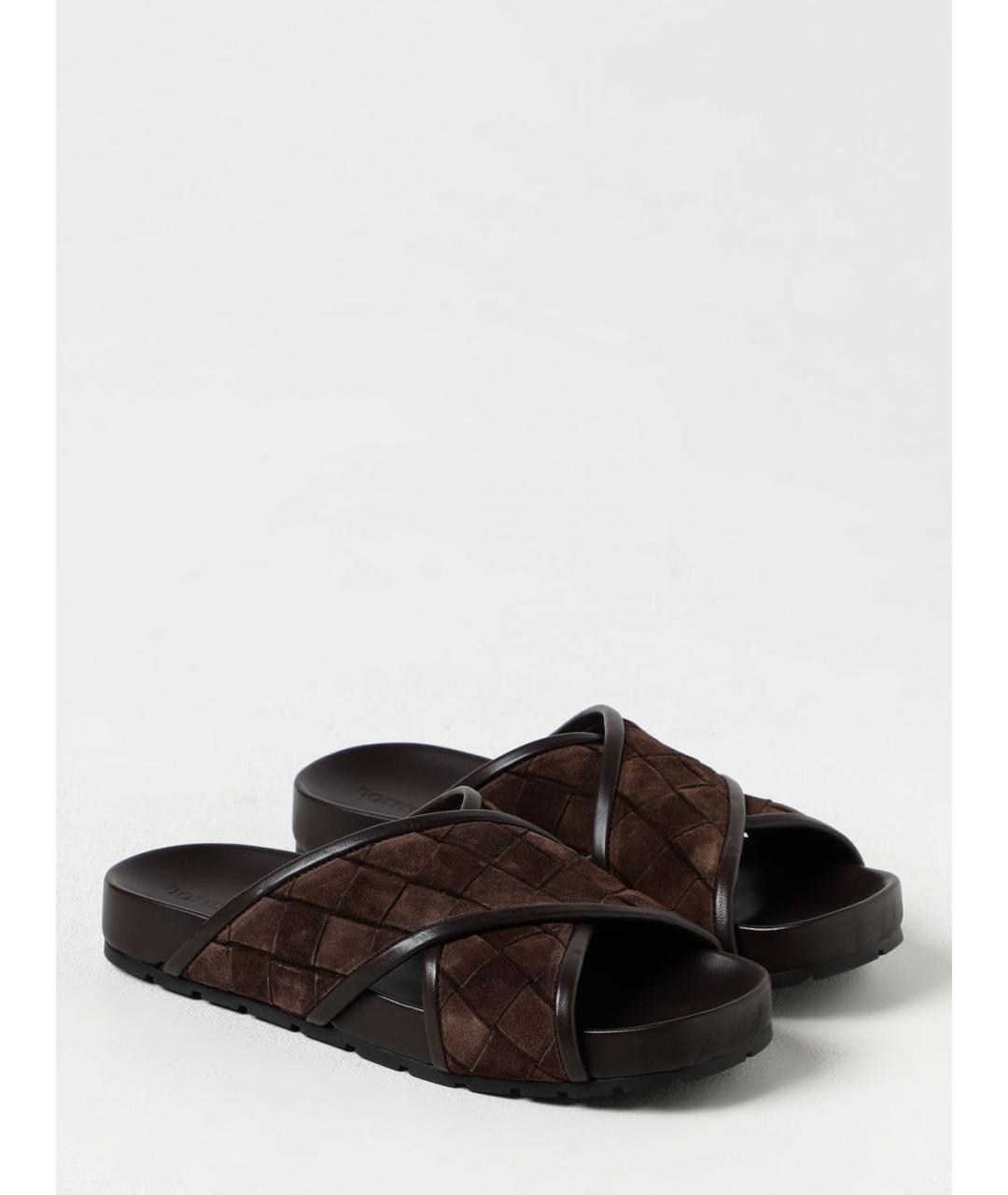 BOTTEGA VENETA Коричневые кожаные шлепанцы, фото 2