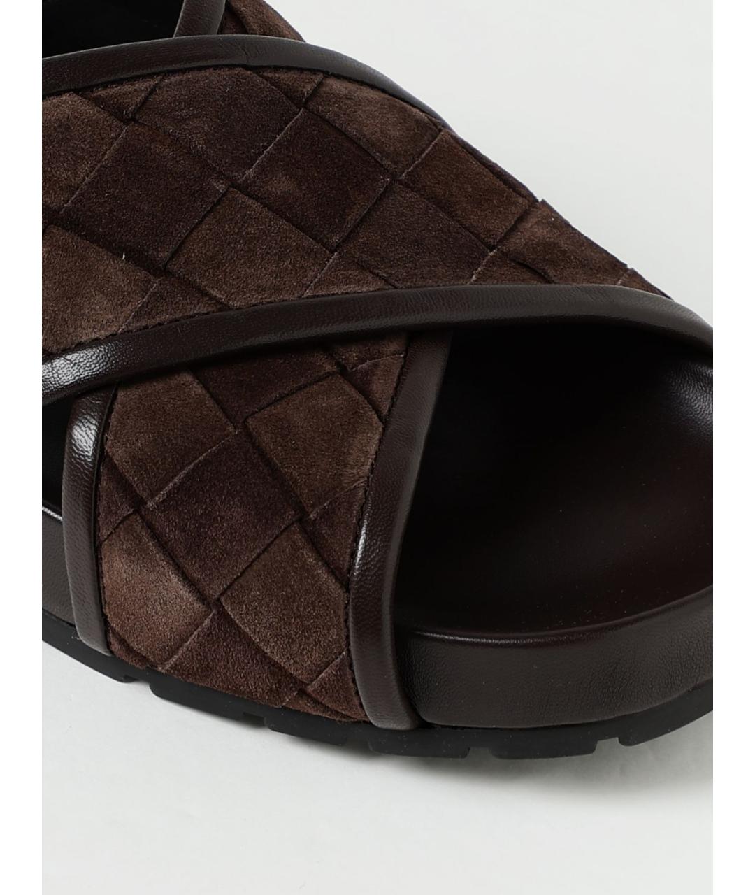 BOTTEGA VENETA Коричневые кожаные шлепанцы, фото 4