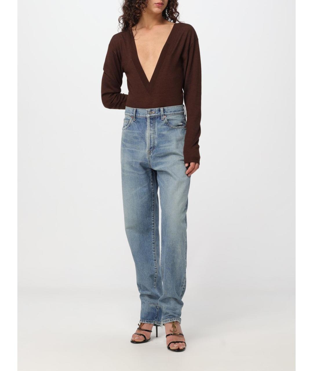 SAINT LAURENT Коричневое боди, фото 6