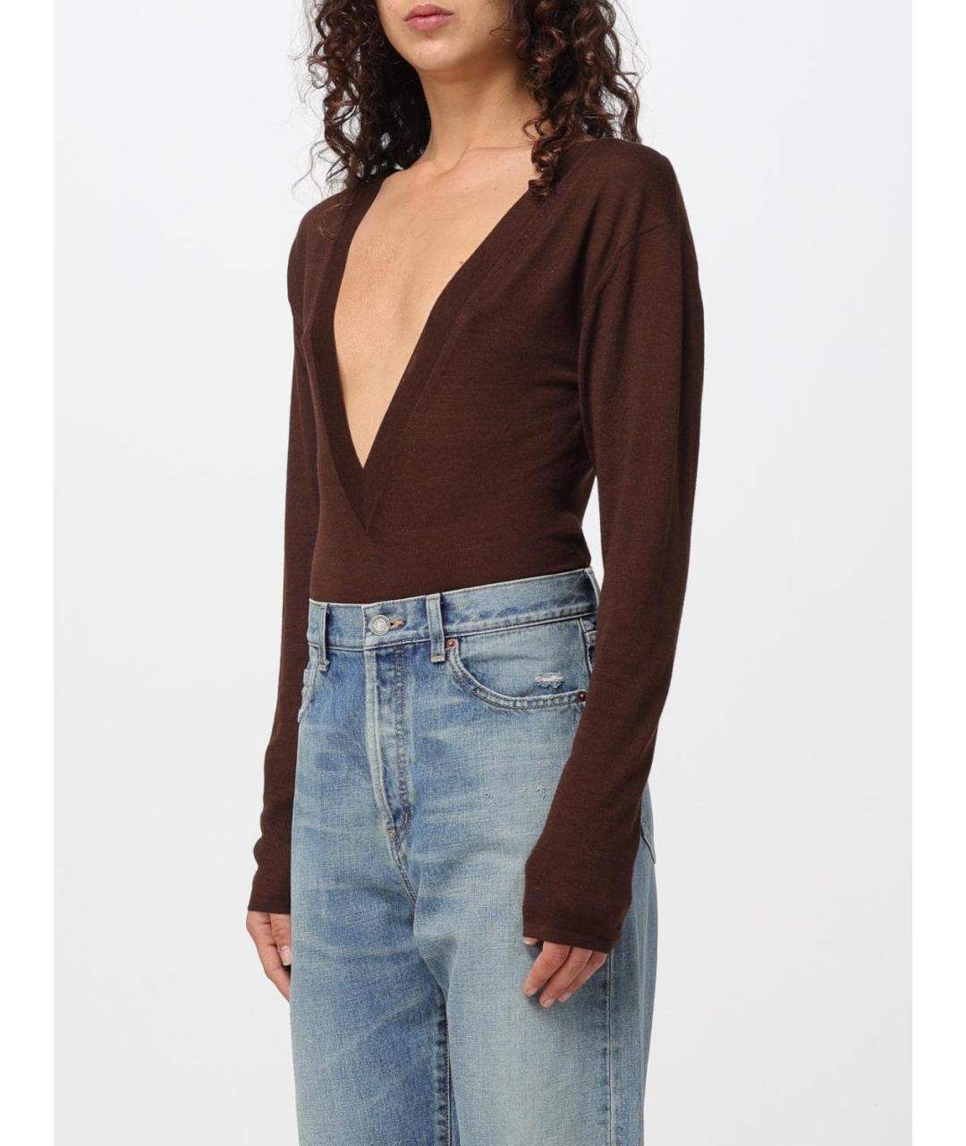 SAINT LAURENT Коричневое боди, фото 4