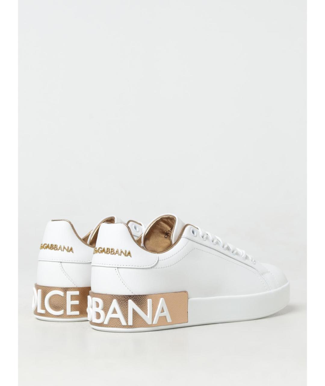 DOLCE&GABBANA Белые кожаные кеды, фото 3