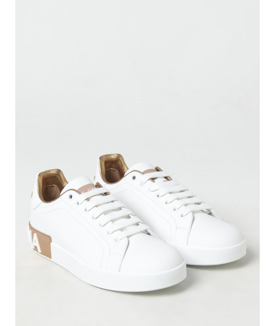 DOLCE&GABBANA Белые кожаные кеды, фото 2