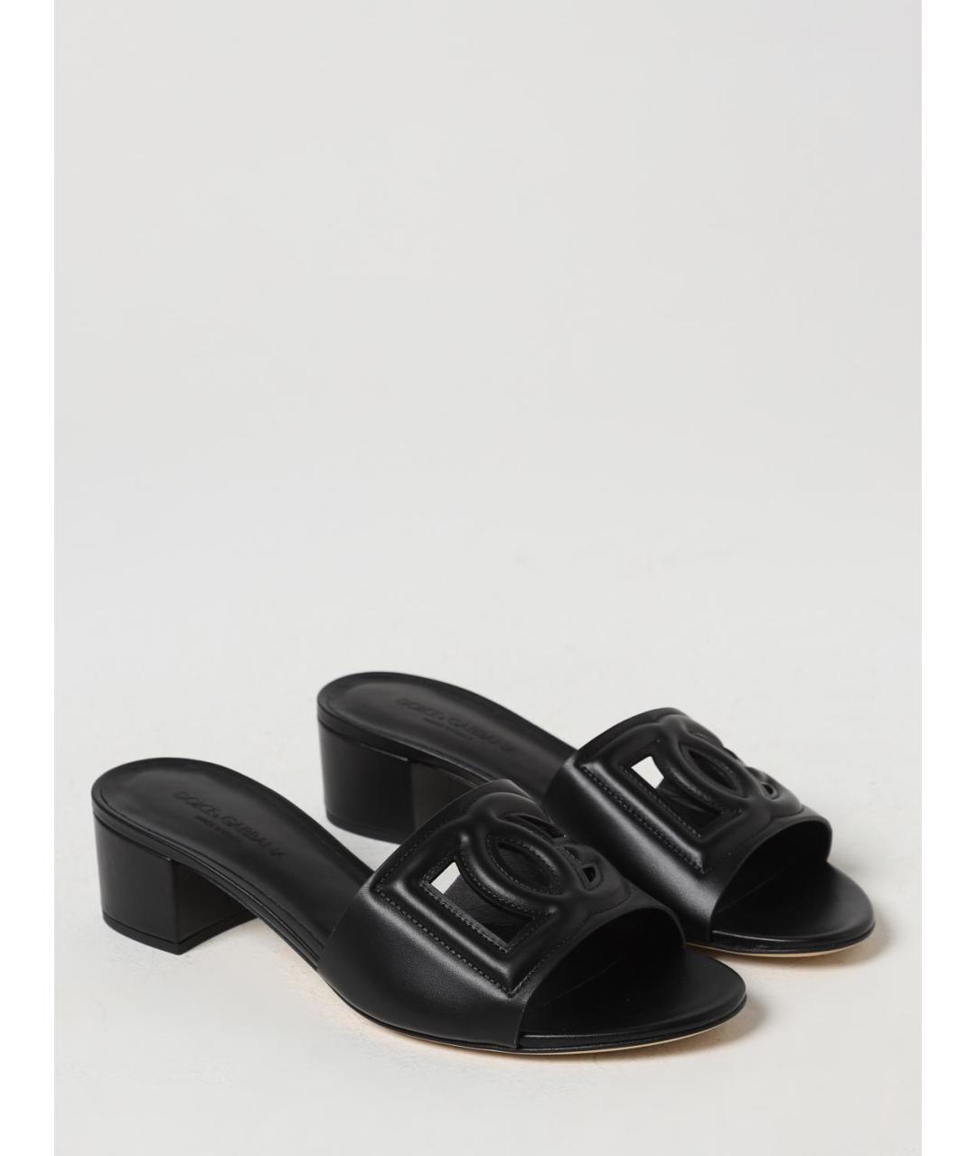 DOLCE&GABBANA Черные кожаные мюли, фото 2