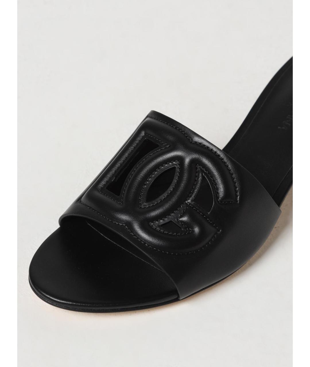 DOLCE&GABBANA Черные кожаные мюли, фото 4