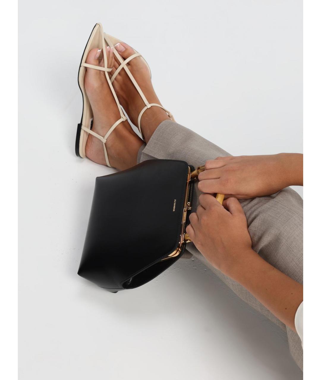 JIL SANDER Черная кожаная сумка с короткими ручками, фото 2