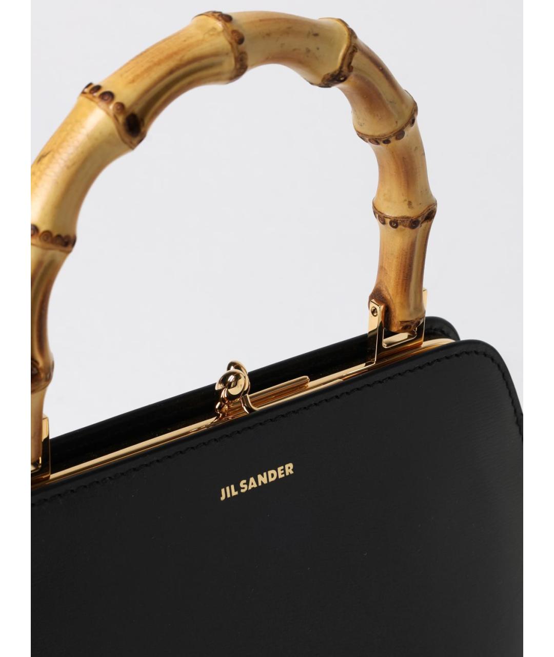 JIL SANDER Черная кожаная сумка с короткими ручками, фото 4