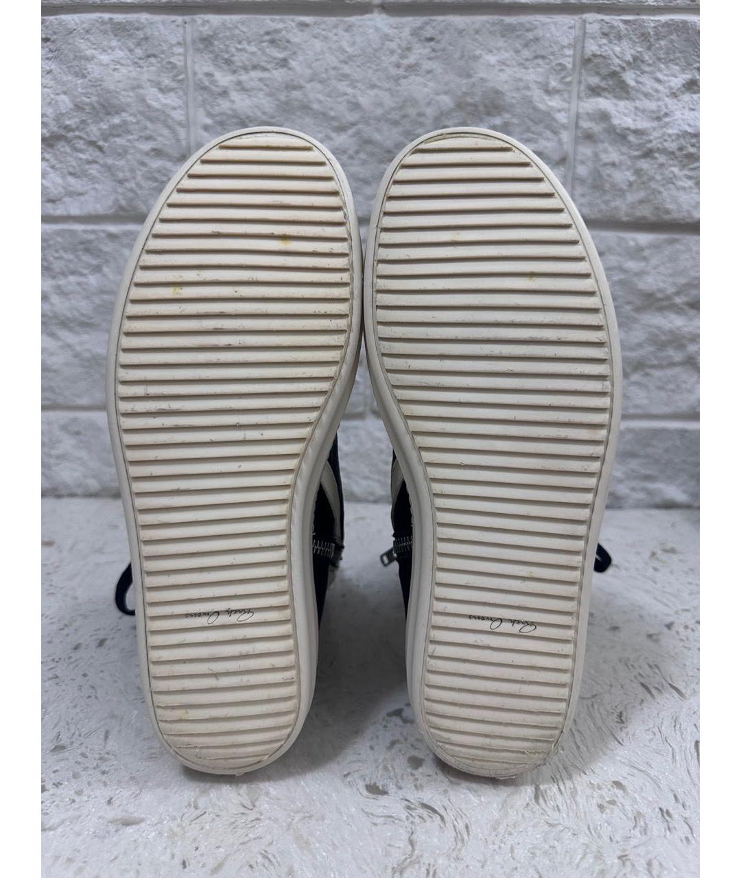 RICK OWENS Черные высокие кроссовки / кеды из искусственной кожи, фото 4