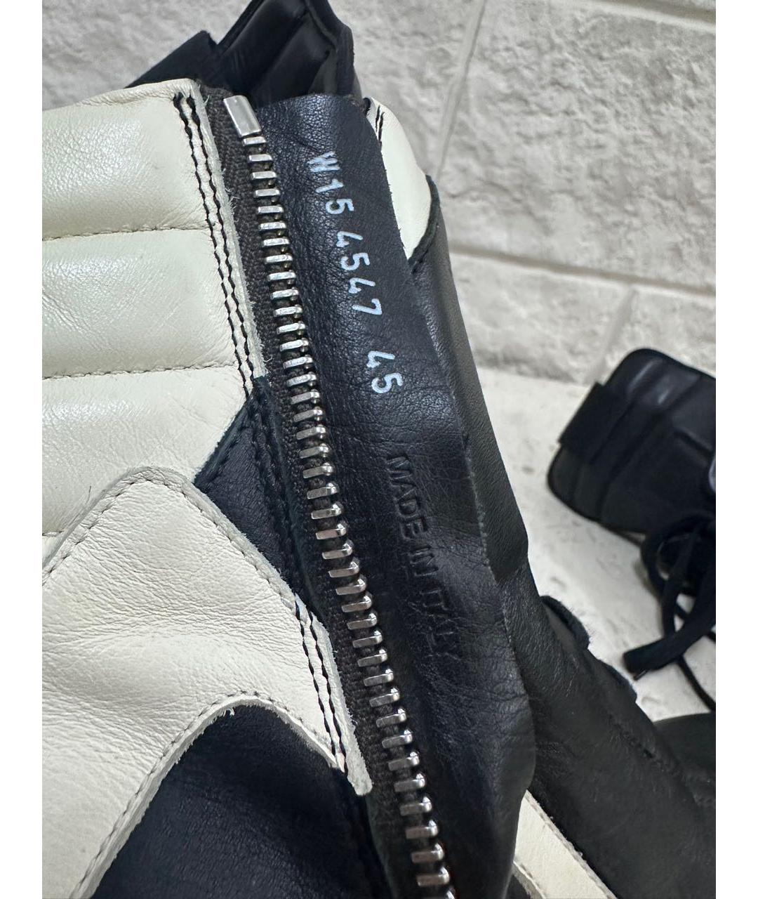 RICK OWENS Черные высокие кроссовки / кеды из искусственной кожи, фото 6