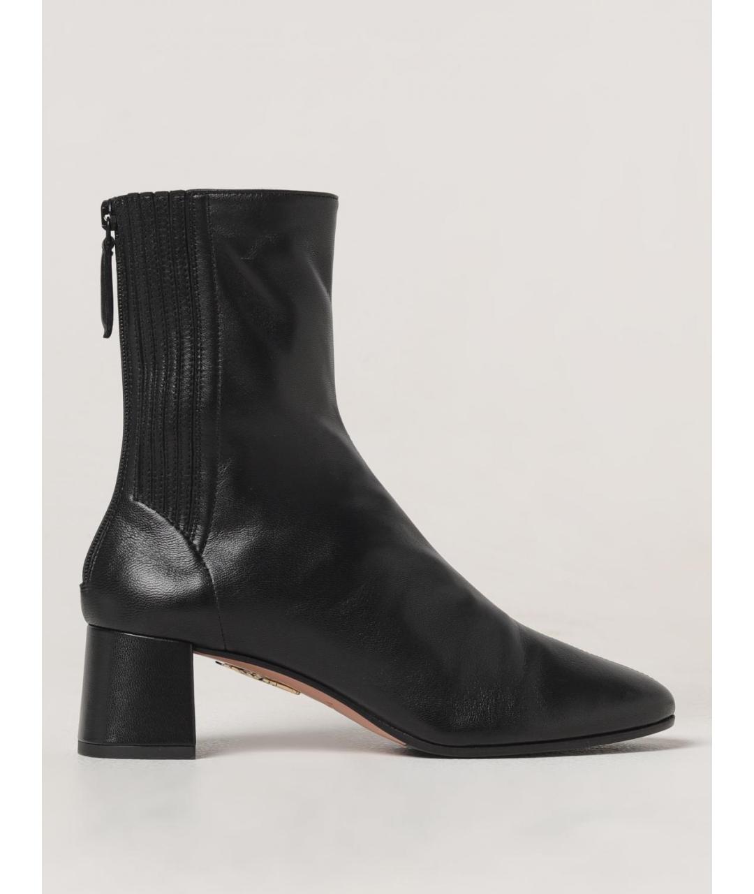 AQUAZZURA Черные кожаные ботильоны, фото 5