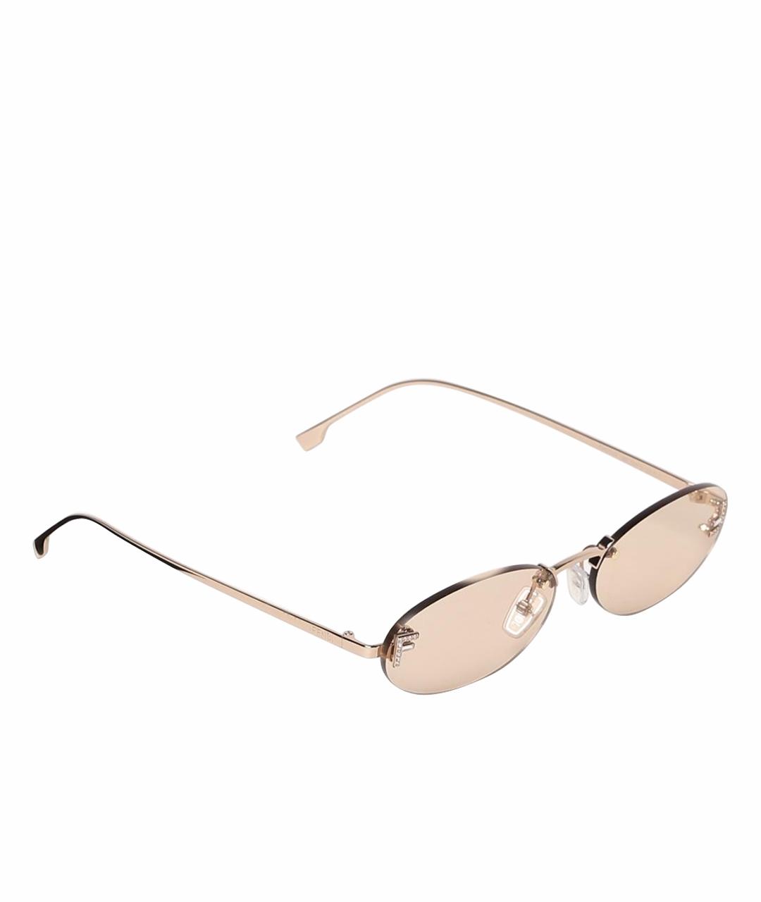 FENDI Золотые солнцезащитные очки, фото 1