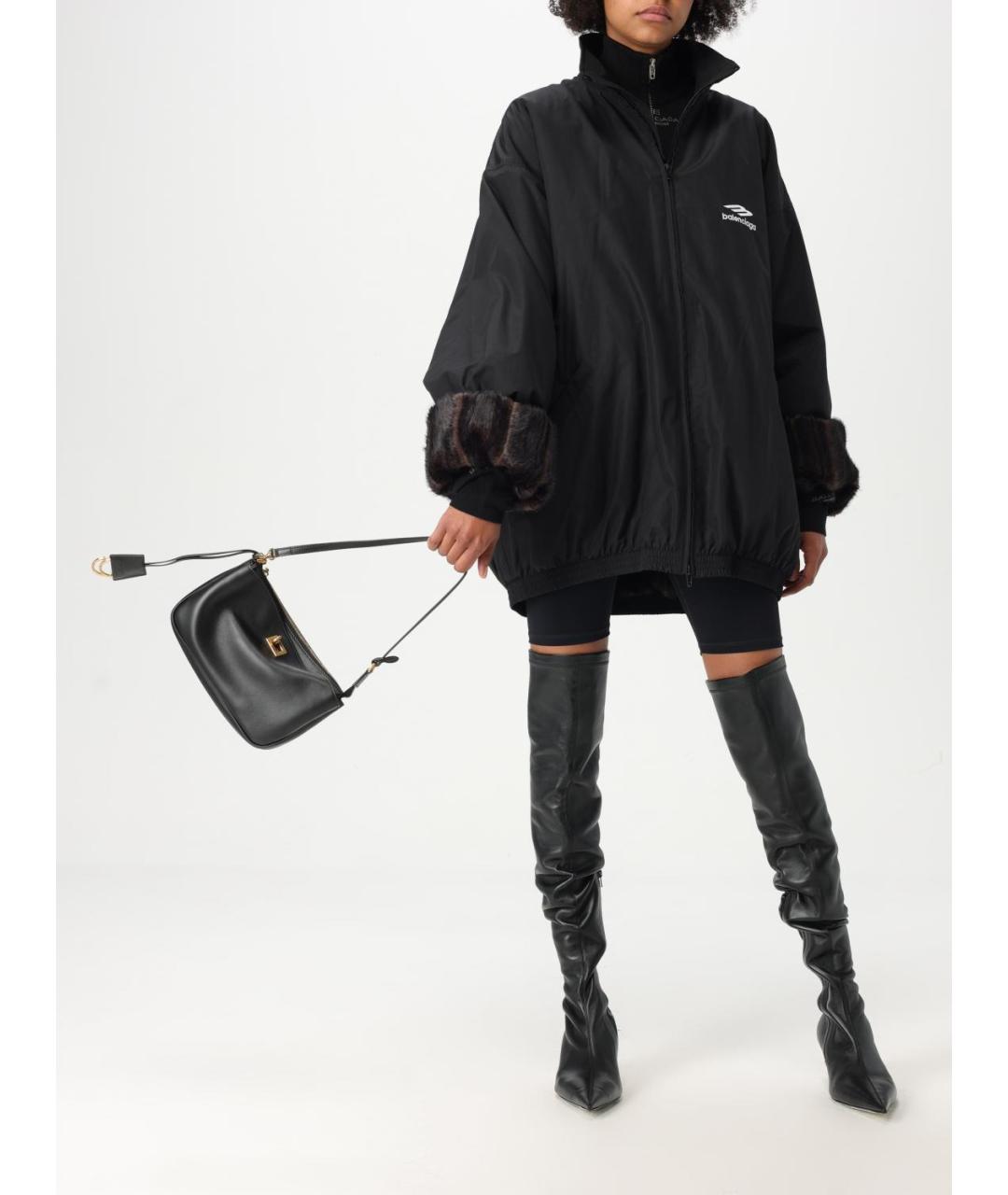 BALENCIAGA Черная кожаная сумка через плечо, фото 2