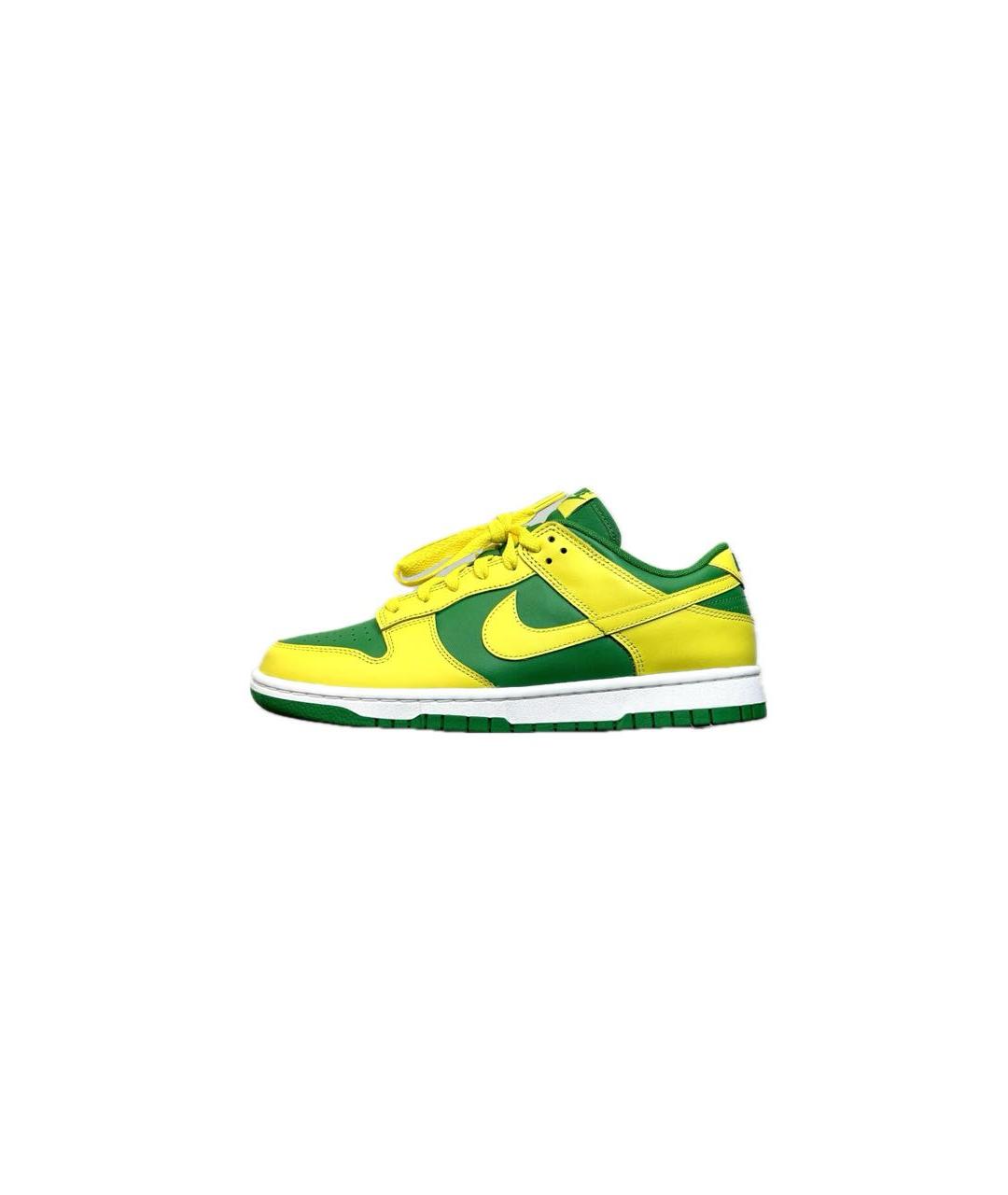 NIKE Зеленые кожаные низкие кроссовки / кеды, фото 5