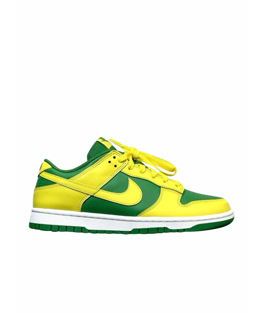 NIKE Зеленые кожаные низкие кроссовки / кеды, фото 1