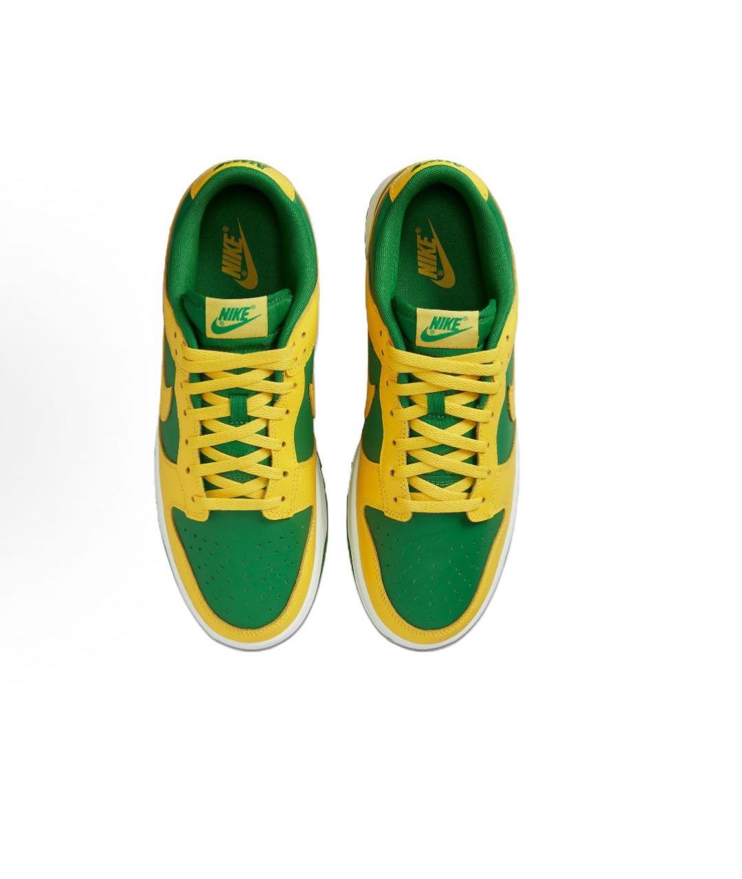 NIKE Зеленые кожаные низкие кроссовки / кеды, фото 3