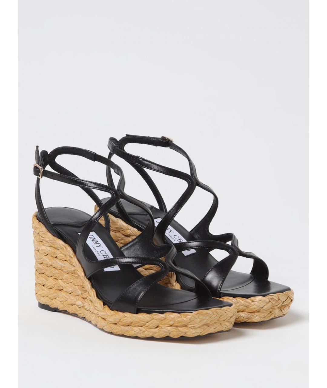 JIMMY CHOO Черные кожаные босоножки, фото 2
