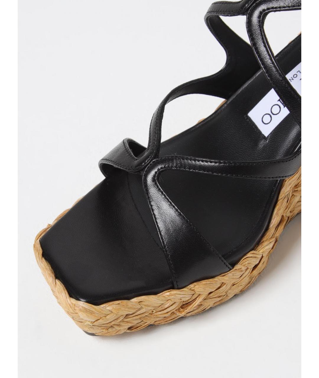 JIMMY CHOO Черные кожаные босоножки, фото 4