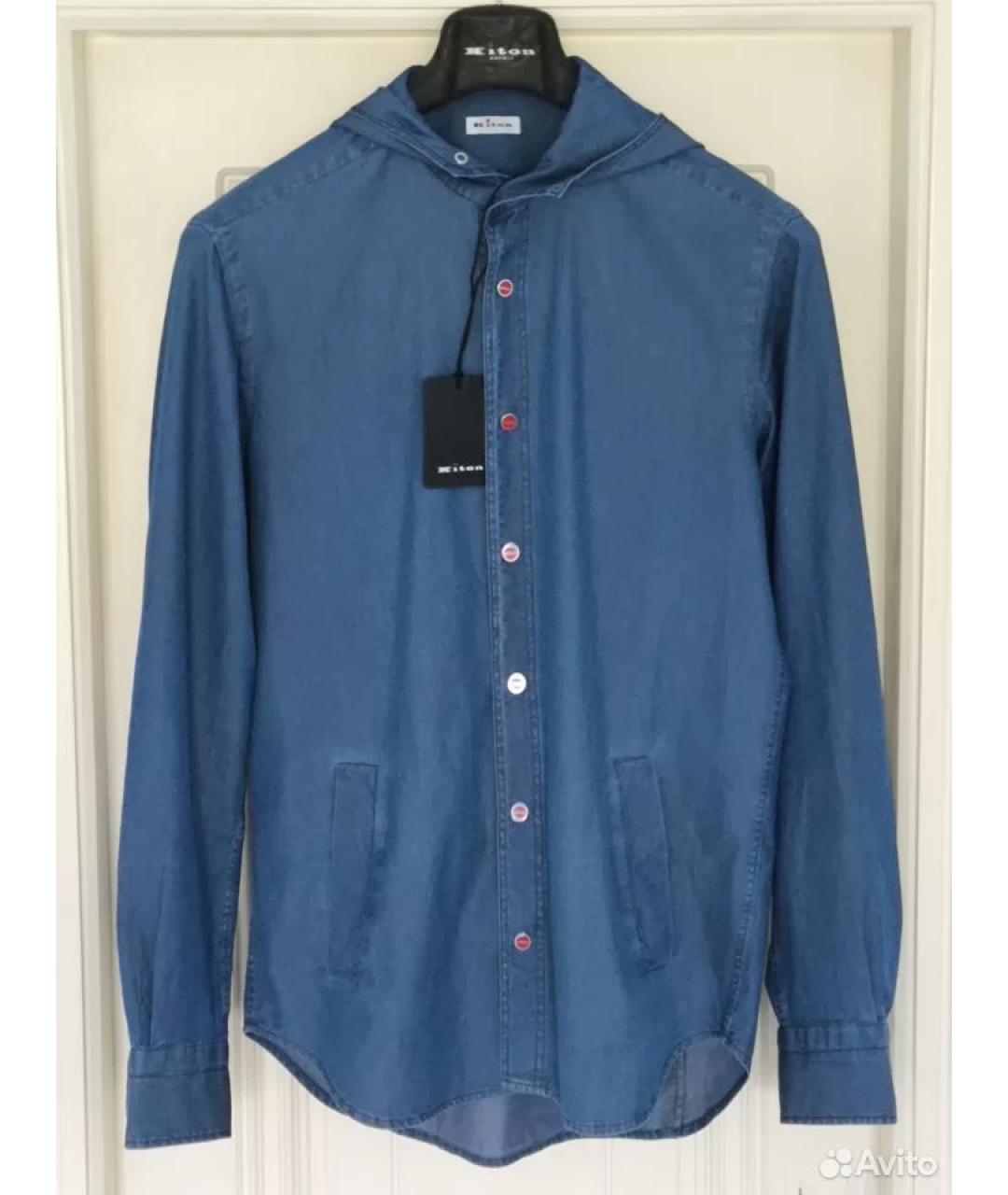 KITON Синяя хлопковая кэжуал рубашка, фото 2