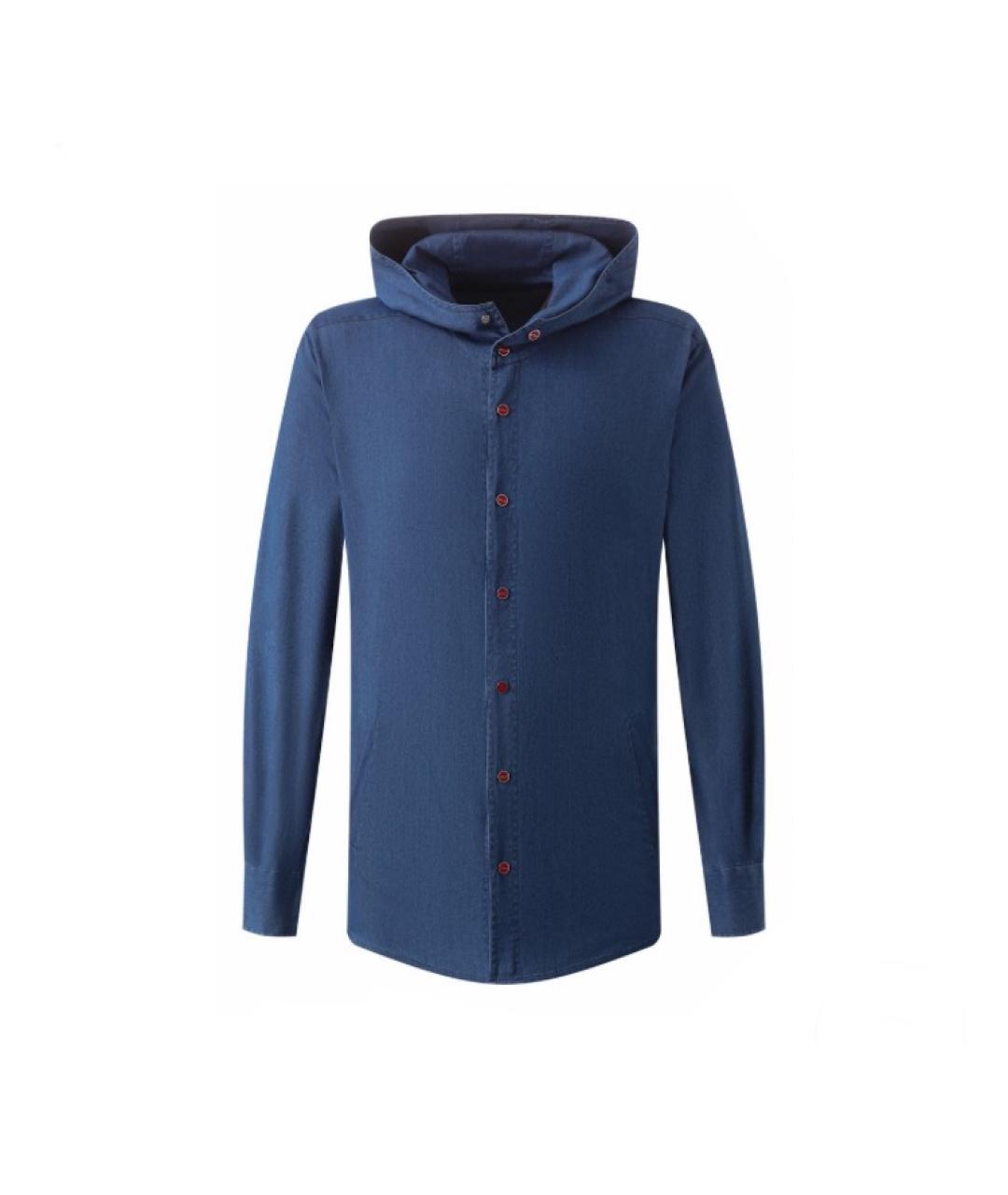KITON Синяя хлопковая кэжуал рубашка, фото 1