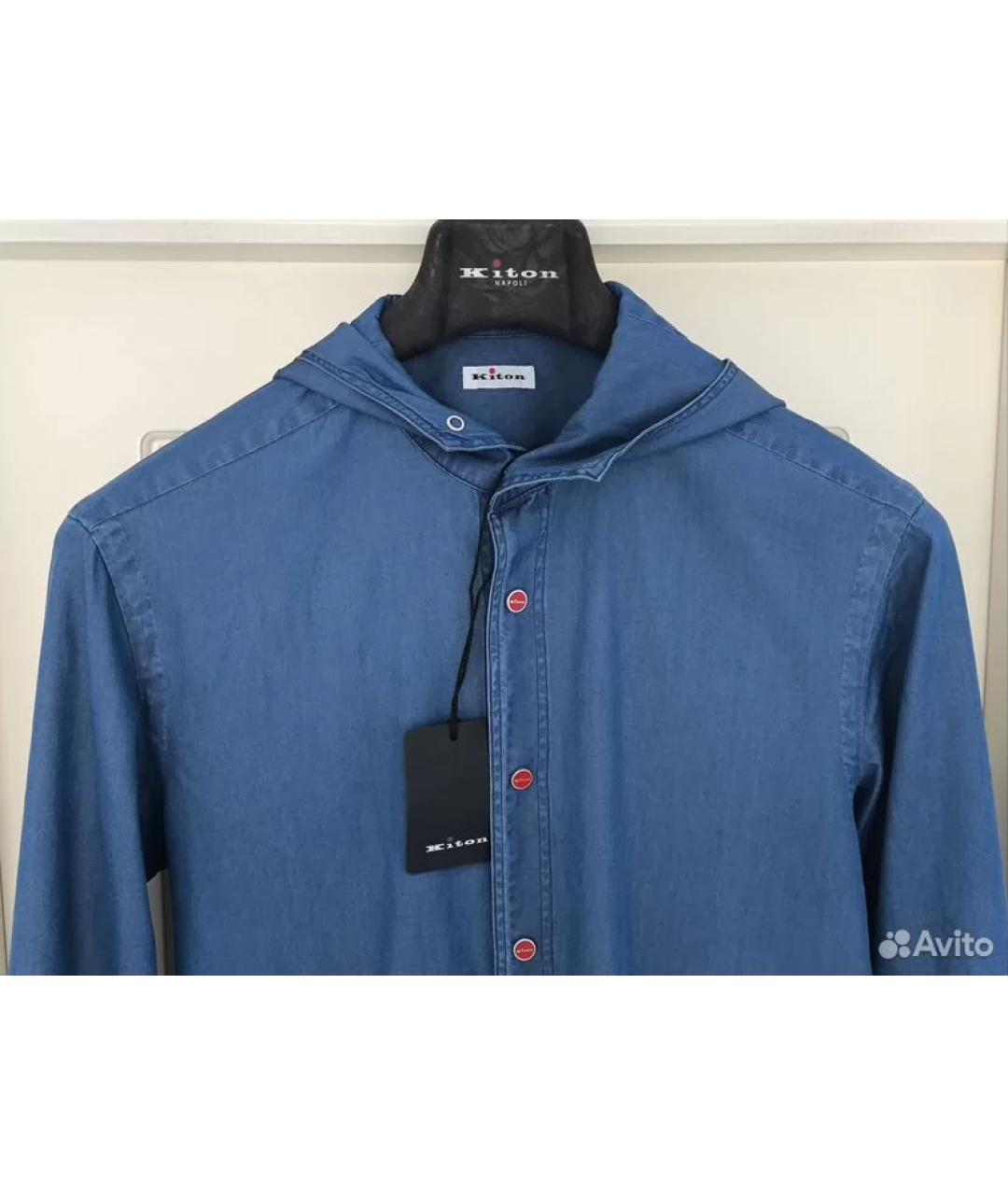 KITON Синяя хлопковая кэжуал рубашка, фото 3