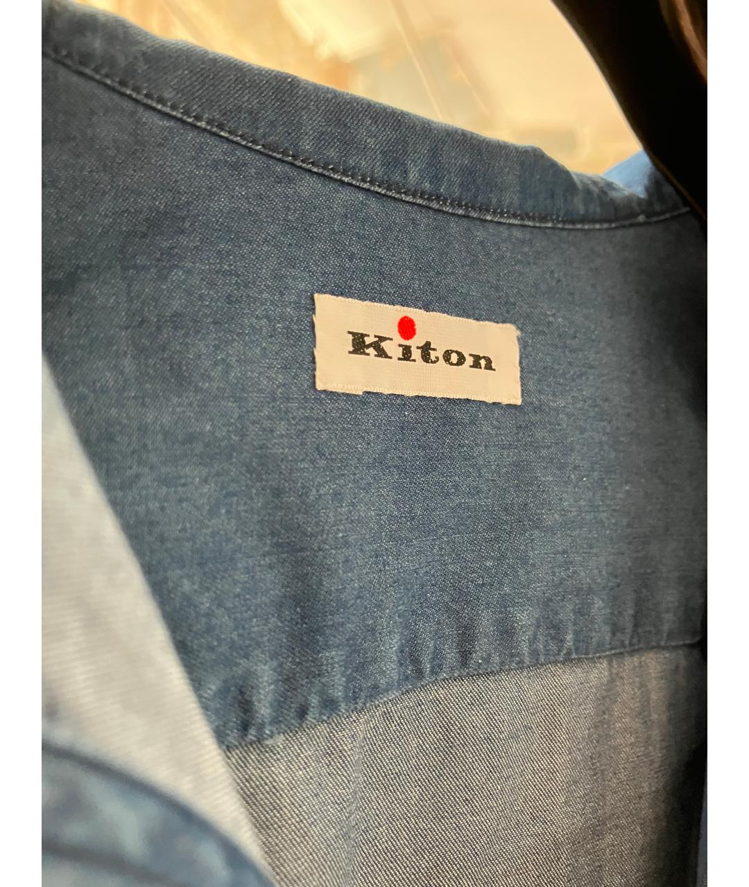 KITON Синяя хлопковая кэжуал рубашка, фото 3