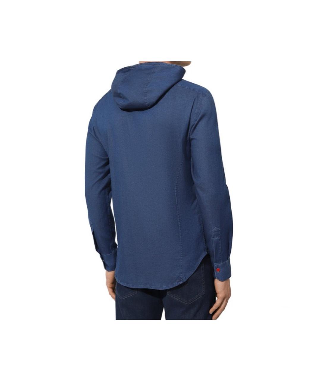KITON Синяя хлопковая кэжуал рубашка, фото 2