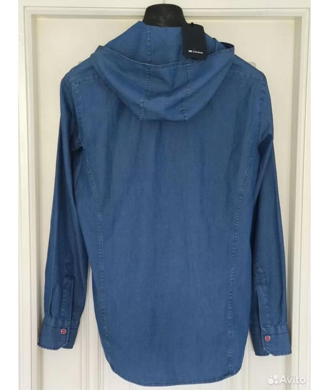 KITON Синяя хлопковая кэжуал рубашка, фото 4