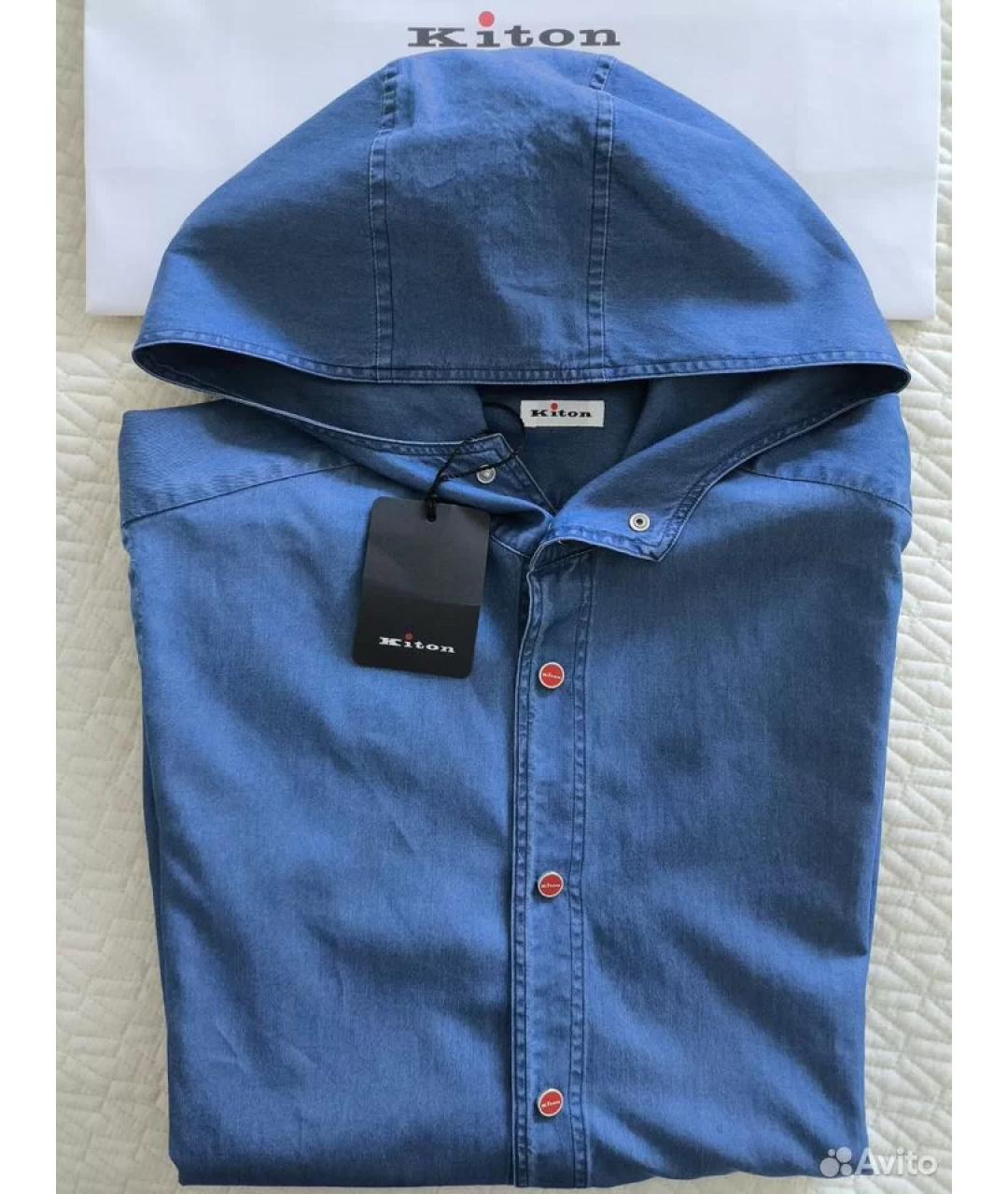 KITON Синяя хлопковая кэжуал рубашка, фото 1