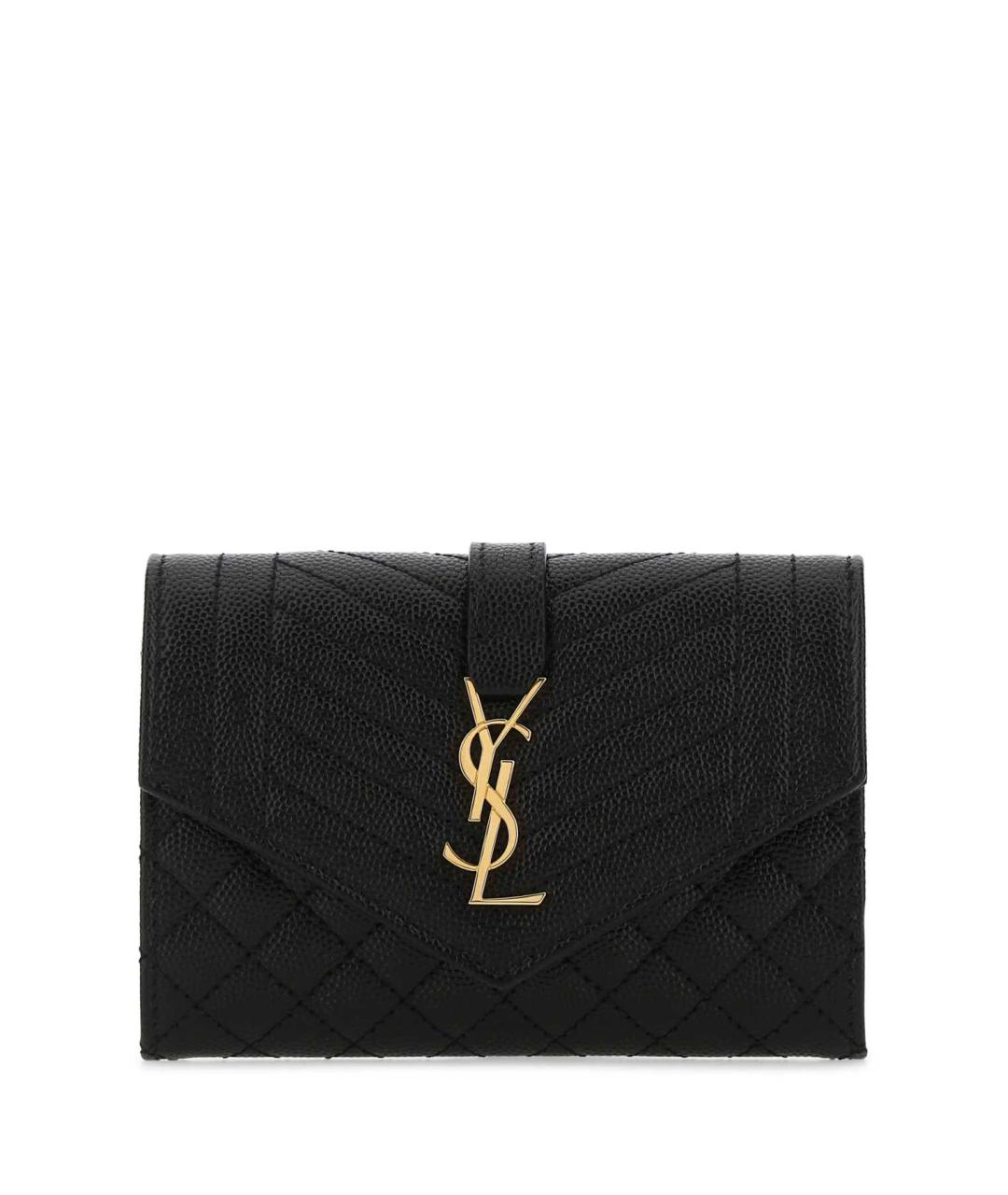 SAINT LAURENT Черный кожаный кошелек, фото 1