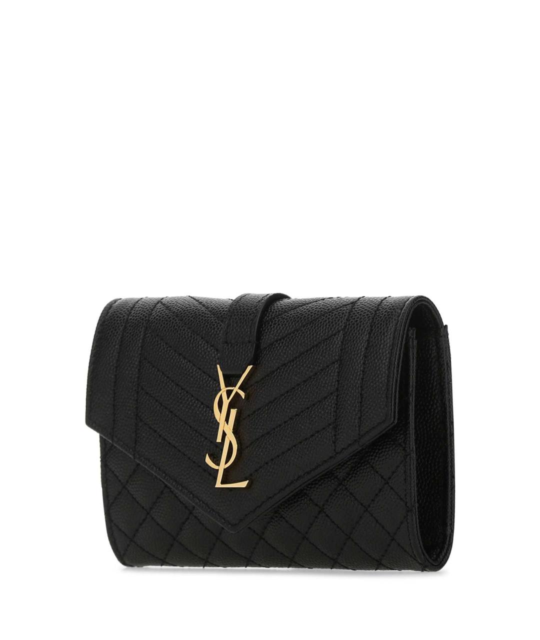 SAINT LAURENT Черный кожаный кошелек, фото 2