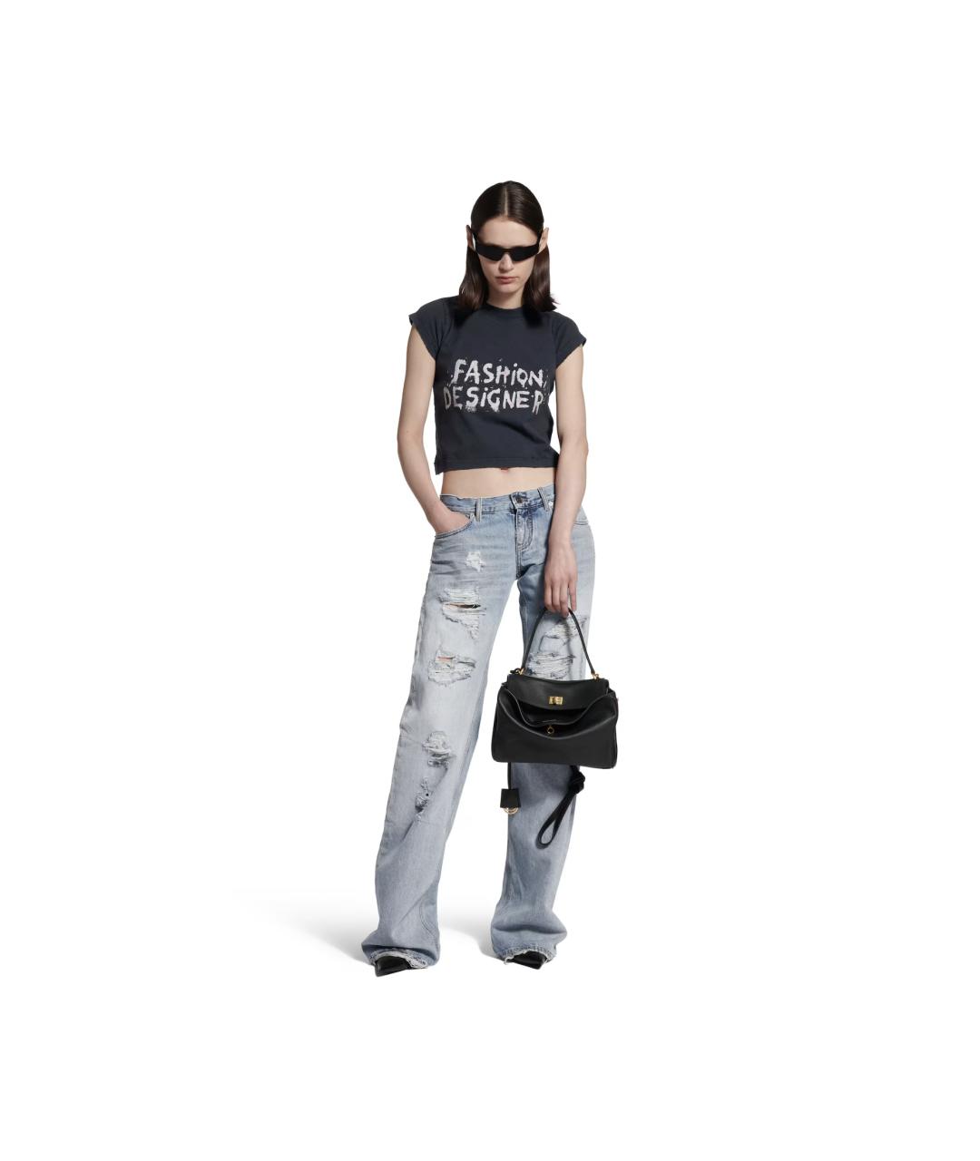 BALENCIAGA Черная кожаная сумка тоут, фото 7