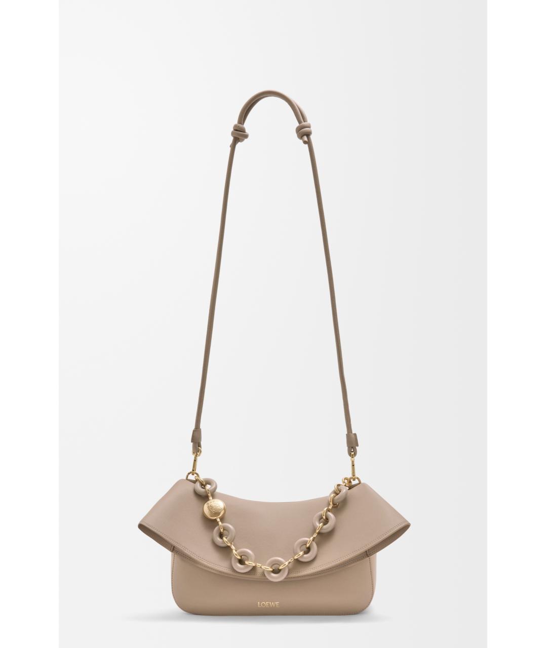 LOEWE Бежевая кожаная сумка через плечо, фото 4